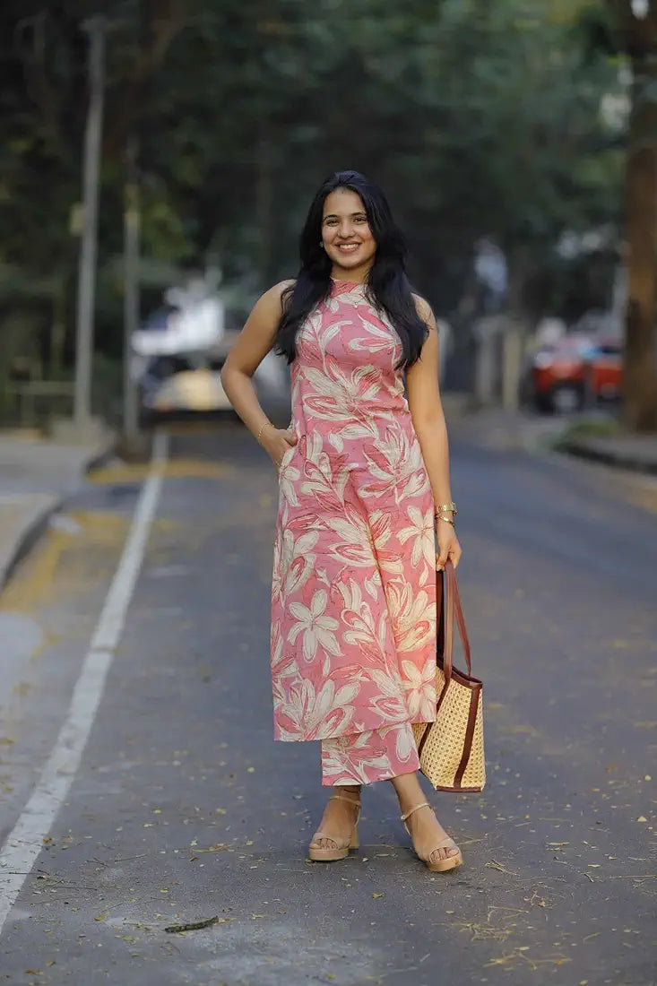 Women's Cotton Kurta Set for Women | A-Line Kurta with Pant | Ethnic Co-ord Two Piece Set