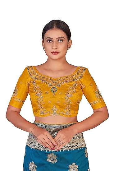 Women's Banarasi Silk Blend Woven Work Tussles Saree With Unsttiched Blouse Piece