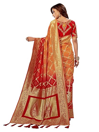 MANOHARI Banarasi Silk Traditional saree with Unstitch Heavy Blouse Piece