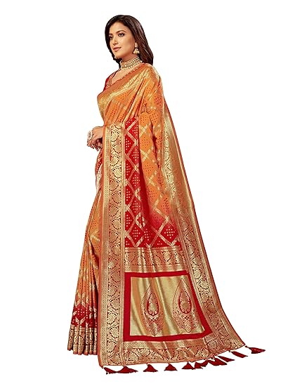 MANOHARI Banarasi Silk Traditional saree with Unstitch Heavy Blouse Piece